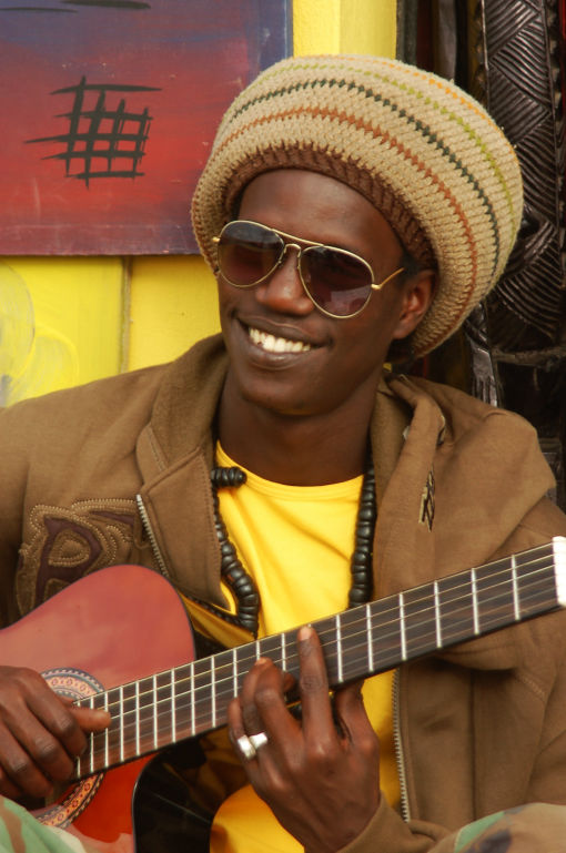 local playing guitar